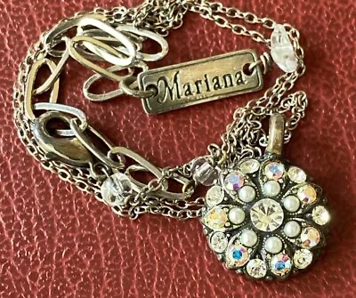 Mariana Guardian Angel Necklace Clear Crystal Flower Pendant Dainty! • $24.99