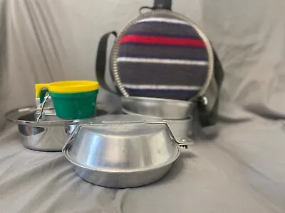 $18 • Buy Vtg Coleman Aluminum Cookset Mess Kit Canteen 14 Piece Pots Plates Untensil Camp