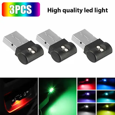 3x Mini USB RGB LED Car Interior Light Neon Atmosphere Ambient Lamp Accessories • $9.98