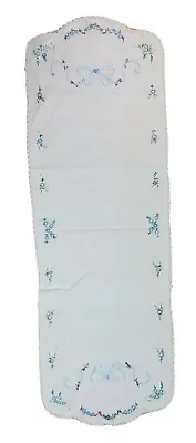 Needlepoint Table Runner Dresser Scarf Linen 14 X 42 Inch White Shabby Victoria  • $9.93