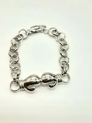 Silver Belcher Links Boxing Glove BABY Bracelet/Gift Box Included/Hallmarked • £69.99