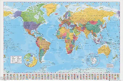 £11.99 • Buy Giant Map Of The World Poster Wall Brand New With Country Flags Great Gift New 