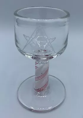 £30 • Buy Masonic Glass With Colour Twist Stem And Etched Square And Compass