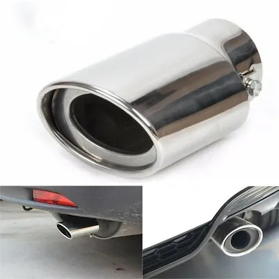 $11.99 • Buy Stainless Steel Round Exhaust Pipe Tail Muffler Auto Car Chrome Tip Accessories