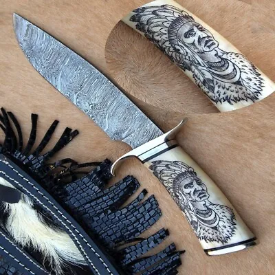 Handmade Damascus Steel Forged Japanese Bush Craft Field Hunting Knife For Gift • $199.99