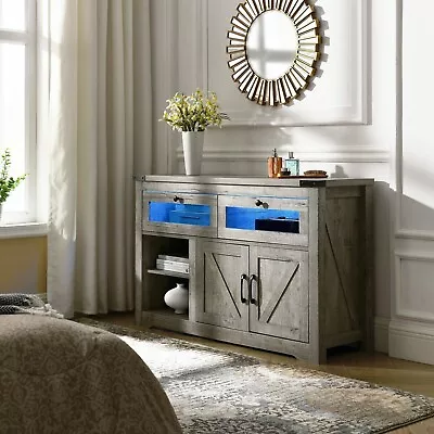 Sideboard Buffet Cabinet Kitchen Storage W/ LED Light Dining Room Cupboard Hot • $131.99