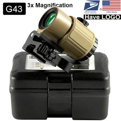 G43 3X Micro Magnifier Scope Sight W/Switch Shift To Side Mount TAN Airsoft Copy • $65.99