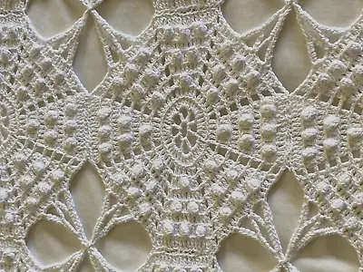 Vintage Hand Made Popcorn Stars Crochet Coverlet Full Size Bedspread • $34.99