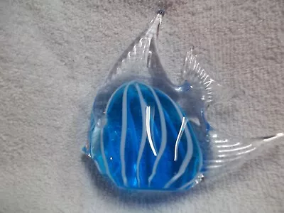  Art Glass Angel Fish Aqua Blue Paperweight Murano Style • $13