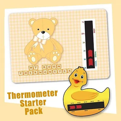 Baby Duck Bath & Brown Bear Nursery Room Thermometer Starter Pack • £4.25