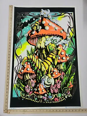 Original 23 X35  #1835 Mushroom Caterpillar Blacklight Felt Poster Scorpio • $39.95