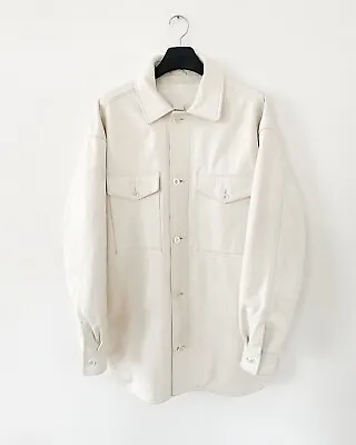 FW12 Maison Margiela X H&M White Leather Jacket Shirt Size L • $265