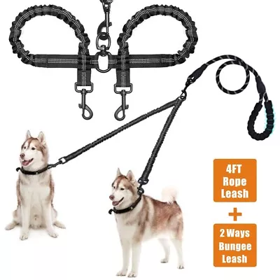 Strong Double Multiple Dual Coupler 2 Way Nylon Dog Pet Bungee  Leash Lead • £9.99