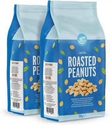 Amazon Brand - Happy Belly Roasted And Salted Peanuts 2x500g • £6.79