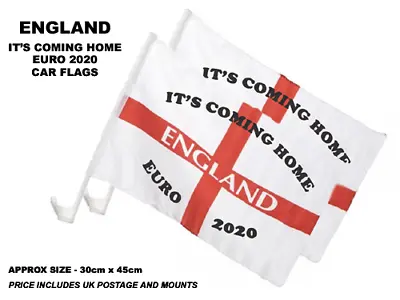 England St George Cross It's Coming Home Pair Of Custom Printed Car Flags With • £7.95