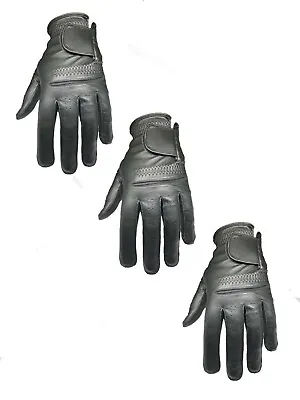 ***New***  (3) Mens All Cabretta Black Leather Golf Gloves (Left Hand) • $29.99