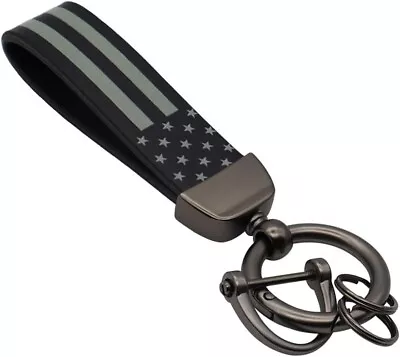 Leather American USA Flag Car Keychain With Zinc Alloy Ring Tactical Keychain • $10.98