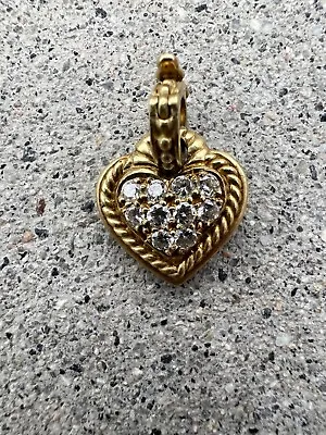 Judith Ripka Diamond 18k Yellow Gold Small Heart Pendant /Enhancer • $997