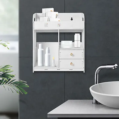 Home Bathroom Wall Mounted Cabinet Storage Shelf Over Toilet W/2Drawer Organizer • $36.10