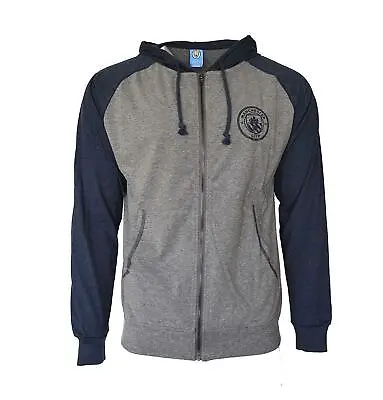 Manchester City Soccer Lightweight Full Zip Hoodie Jacket - Grey / Navy Blue • $34.99
