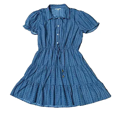 Hint Of Blush Dress Blue Western A-Line Square Dance Elastic Waist LG • $25