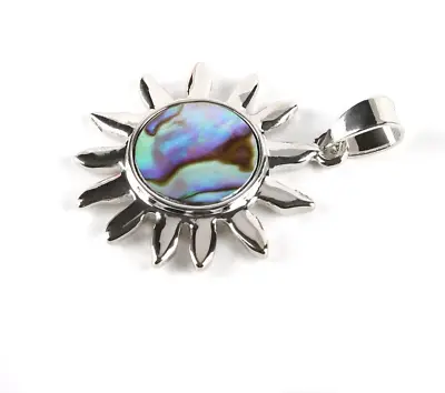 Blue Paua Abalone Shell Pendant Necklace Silver Dragonfly Sun Flower 6 StylesUK • £4.50