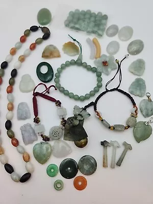 Vintage Jade Chinese Jewelry/Beads/Pendants Lot • $51.99