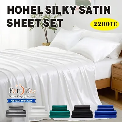 2000TC Silk Art Satin 4PC Sheet Set Single/KS/Double/Queen/King/SK Size Bed • $12.97