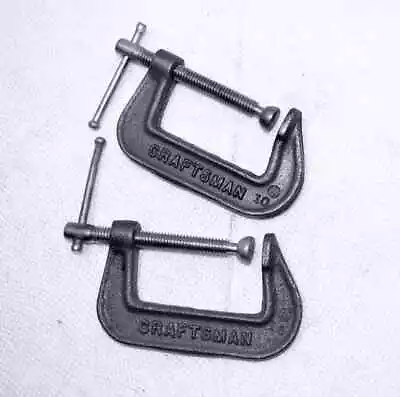 2 Craftsman C Clamps 2  Capacity Malleable P/N 66672  Made In USA Very Clean • $13.95