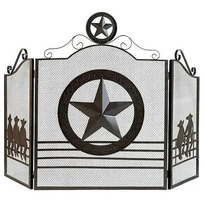 $96.99 • Buy New Lone Star Fireplace Screen Texas Rustic Western Panel Decor Cowboy Mesh Iron
