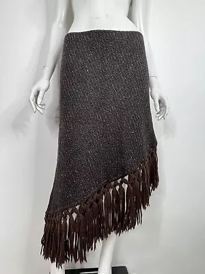 Vtg Dolce & Gabbana Aw2002 Asymmetrical Brown Wool Skirt 44 L • $270