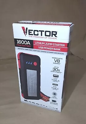 VECTOR SS16LV 1600 Peak Amp Lithium Jump Starter + Portable Power Bank • $55