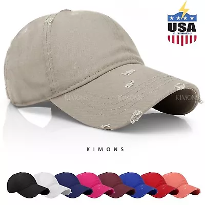 Distressed Cotton Baseball Ball Cap Hat Dad Vintage Solid Blank Plain Men Women • $13.99