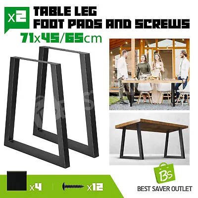 $84.75 • Buy 2X Coffee Dining Table Legs Bench DIY Steel Metal Industrial Black 65CM