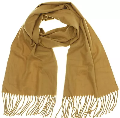 Croft & Barrow Unisex Men Women Camel Solid Super Soft Acrylic Fringed Scarf • $9.99