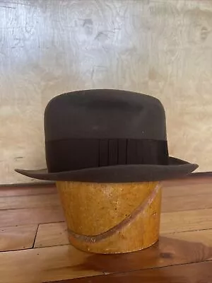 Vintage 1950s Borsalino Beaver Brown Fedora 7-1/4 Italy • $31