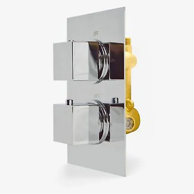 £64.99 • Buy Temel Square 2 Dial 1 Way Chrome Concealed Thermostatic Shower Mixer Valve