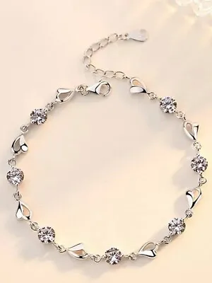 925 Sterling Silver Love’s Heart Bracelet For Women With Free Gift Wrap • £5.75