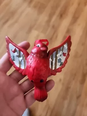 Hand Painted Folk Art Cardinal Ornament 4  Painted Wings • $14.99