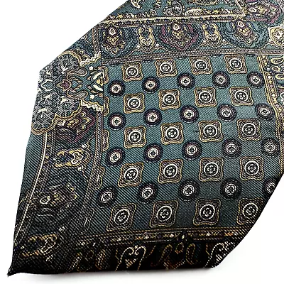 Van Heusen 417 Mens Tie Necktie Green Blue Red Paisley Silk Classic Length • $5.29