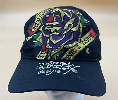 Don Ed Hardy Black Snapback Mesh Hat Dedicated To The One I Love Embroidered • $18.49