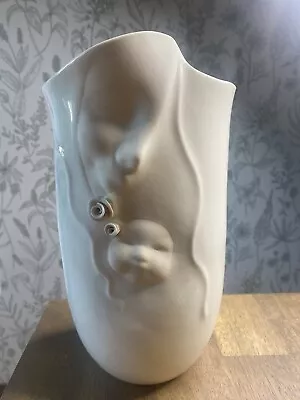 Lund 2000 Porcelain Ceramic Mother & Child Face Vase Rose Vintage   • $60