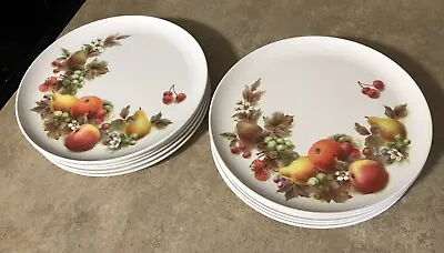 Melmac Dinnerware Set Of 13 Dinner Plates Fruit Flowers Grapes 10 1/4 Genuine • $79.73