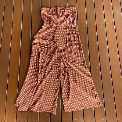 Calli Size 8 Jumpsuit Orange Polka Dot Sleeveless Wide Leg Cocktail Party • $30