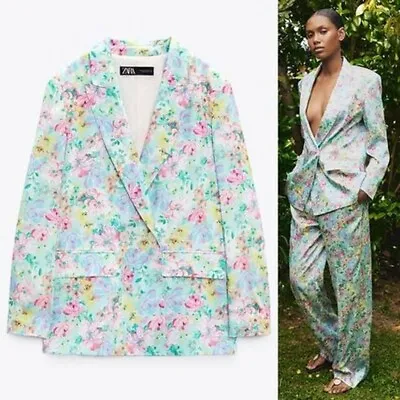 New Zara Soldout Floral Print Double Breasted Blazer- Medium • $99