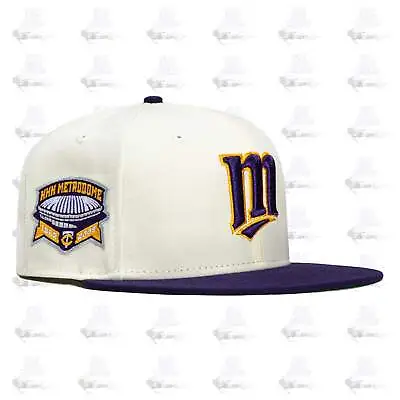 New Era Minnesota Twins Metrodome Patch White Purple 59Fifty 5950 Fitted Hat • $53.99