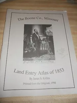 The Boone Co Missouri Land Entry Atlas Of 1853  Genealogy  Ancestry Columbia Map • $19.99