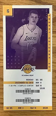 (1) LA Lakers Vs Miami Heat 12/10/18 Ticket Stub Section 305 Row 11 Seat 10 • $5