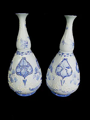 £6469.76 • Buy Rare Pair Of Signed William Moorcroft Macintyre Florian Ware Vases – Circa 1900