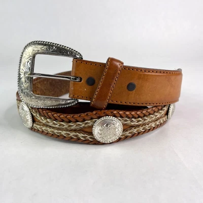 $49.95 • Buy Vintage Mens Tony Lama Western Leather Belt Braided Concho 42